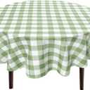 Hiasan Checkered Round Tablecloth 108 Inch - Waterproof Stain and Wrinkle Resistant Washable Fabric Table Cloth for Dining Room Party Outdoor Picnic,Sage Green and White