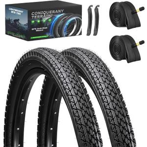 26 Inch Bike Tires Replacement 2-Pack 26x2.125 Bike Tire with Anti-Stab Weave, Folding Mountain Bicycle Tires and Tubes