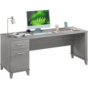 Bush Furniture 72-inch Home Office Desk with Drawers, Large Computer Table for Personal Workspace, Somerset Collection, Platinum Gray