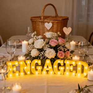 Engagement Party Decorations Engaged LED Letter Lights and Neon Marquee Signs for Indoor and Outdoor Wedding Celebrations, Ideal for Engagement Announcements, Bridal Showers, and Proposal Events
