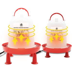 2 Pack Chicken Waterer Heated for Winter 3L & 6L Chicken Water Heater with Adjustable Leg Support 35W BPA-Free Heated Poultry Waterer Heavy Duty All in One Heated Waterer for Chicken Coop