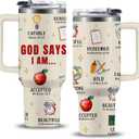 Christian Teacher Gift, 40oz God Says I Am Teacher Tumbler With Handle, Christian Gifts for Women, Inspirational Religious Birthday Gifts for Teachers Bible Verse Cup, Teachers Appreciation Gifts