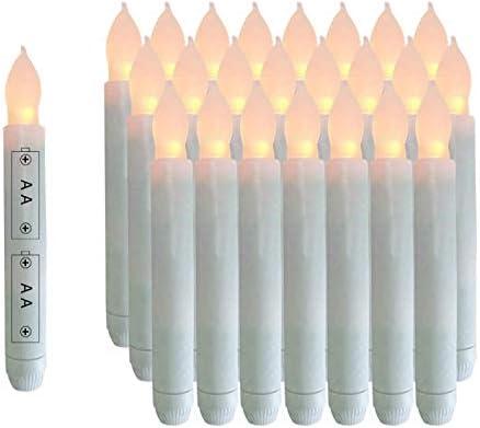 24PCS LED Flameless Taper Candles, 6.5 Tall Tapered Candlesticks Battery Operated, Warm White Flickering Flame LED Taper Candles for Wedding, Halloween, Thanksgiving -Batteries Not Included