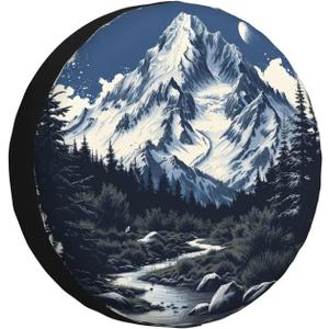 Spare Tire Cover Mountains Lake Tree Nature Landscape Wheel Covers Weatherproof Universal Wheel Protectors for Rv SUV Camper Travel Trailer 15 Inch