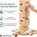 ApudArmis 54 PCS Tumble Timber Set [Up to 3.2FT], Pine Wooden Tumble Tower Game with Dice and Scoreboard Set - Classic Block Stacking Board Game for Teens Adults