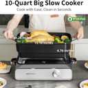 Slow Cooker 10-Quart - PFOA-Free Ceramic Coating, Oven Safe to 450F | Keep Warm Function for Large Family Gatherings (Includes Silicone Spoon)