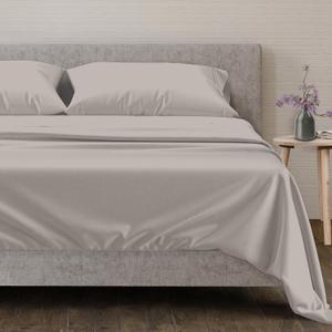Mayfair Linen 100% Egyptian Cotton Sheets Full Size Bed Set - 4 PC 600 Thread Count Full Sheets Set Egyptian Cotton (Taupe), Extra Soft, Cooling, 16" Deep Pocket Sateen Weave Luxury Hotel Bedsheet