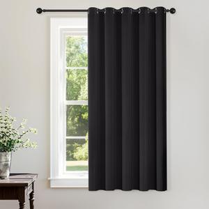 ChrisDowa Blackout Curtains 70 inches Wide for Bedroom - Extra Wide Grommet Thermal Insulated Room Darkening Curtains for Living Room (1 Panel, Black, 70 x 63 Inch)