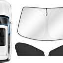 Karltys 3PCS Windshield Sun Shade for Mazda CX-50 2023-2025 2026, Reflective Front and Side Window Sunshade for CX-50, Foldable Sun Visor Protector Cover Blocks Heat UV Rays