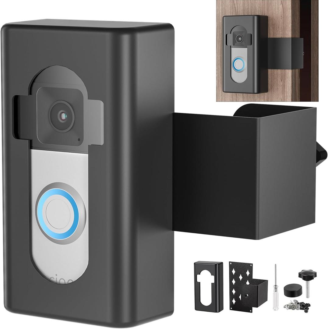 Anti-Theft Video Doorbell Mount,AHBTEYM Mount No Drill Bracket Holder Accessories for Apartment Home Rentals Compatible with Ring Video Doorbell 4/3/3 Plus/2/1/2021/2023 Release(Black)