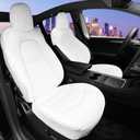 Car Seat Cover Front 2Pcs Full Set Nappa Leather, Compatible with Tesla Model Y/3 Car Seat Bottom Protector, Waterproof for 2020 2021 2022 2023 2024 Model Y/3 Accessories