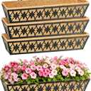 30 Inch Window Boxes Planters Railing Planter Box - 4 Pack Deck Railing Planter Boxes with Adjustable Brackets Coco Liners Balcony Planters Railing Hanging for Window Flower Boxes Outdoor Garden Decor
