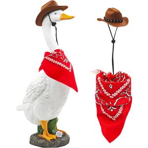 Porch Goose Statue for Outside: 20'' Funny Goose Yard Decorations with Cowboy Hat & Bandana DIY Dress Up Garden Decor for Front Porch Lawn Patio Unique Gift for Women