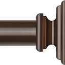 KAMANINA Bronze Curtain Rods for Windows 66 to 120 Inch, 1 Inch Heavy Duty Long Curtain Rod 32 to 120 (2.6-10 ft), Adjustable Single Drapery Rods with Square Finials