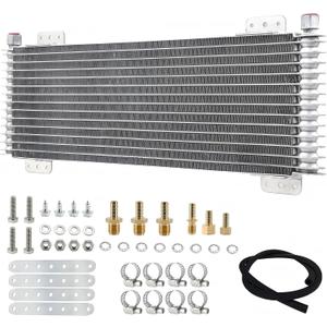 40k Transmission Oil Cooler LPD47391 Compatible with Tru-Cool, Heavy Duty 40,000 GVW Max, Low Pressure Drop Trans Cooler with Mounting Hardware for Heavy Tucks, Trailers, Towing Vehicles, Silver