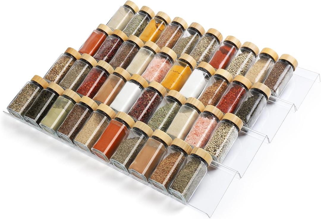 Spice Drawer Organizer 4 Tier, Acrylic Seasoning Organizer Rack, Small
