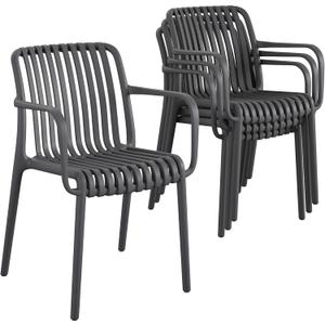 Novogratz Bennett Stacking Dining Chairs by The, 4 Pack, Charcoal