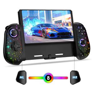 ewnol Switch Controllers for Nintendo Switch/OLED, Full-Size Handheld Switch Pro Controller with Hall Effect Joystick, 4 Game Slot, 1000mAh Battery, Adjustable RGB Light - Star