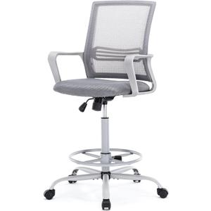 OLIXIS Drafting Chair - Tall Standing Office Desk Chair with Adjustable Foot Ring, Chair with Ergonomic Lumbar Support, Adjustable Height, Breathable Mesh, Grey (DR1839F-GY)