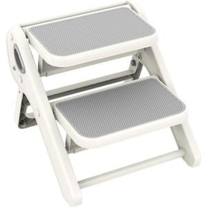 Toddler Step Stool, iNeibo 2-Step Foldable Step Stool for Kids, Widened & Thickened with Anti-Slip Design, Safer for Children Use for Kitchen, Bathroom, Toilet Training - Gray