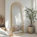 Full Length Mirror with Stand, 56"x15" Arched Full Body Mirror, Large Stand Up Aluminum Frame Floor Freestanding Hanging Leaning Mounted for Bedroom Living Room Entryway Gold