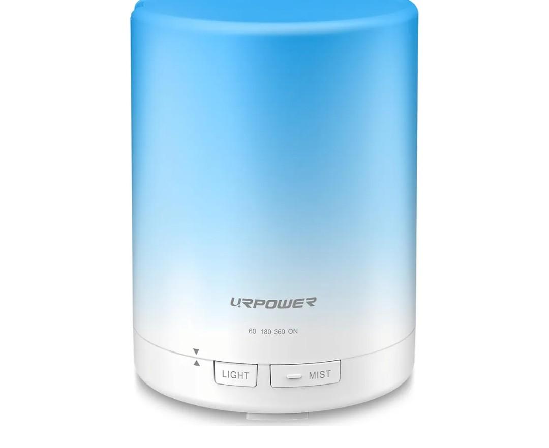 URPOWER 300ml Essential Oil Diffuser: Ultrasonic Aromatherapy Diffuser Quiet Auto Shut-Off, 4 Timer Settings(1H 3H 6H ON) & 7-Color Night Light Humidifier for Yoga Bedroom Living Room Office