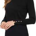 Women's Long Sleeve Crewneck Knit Tops Dressy Casual (Black, XXL)