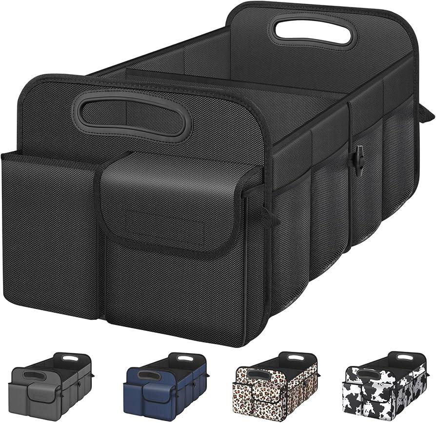 Car Trunk Organizer with Large Capacity Waterproof Car Accessories for Women & Men, Collapsible Trunk Organizer for Suv/Jeep/Sedan (Black, Standard) 13x11 inch