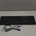 Wired PS2 104 Keys Computer Keyboard with PS2 to USB Adapter, Stands, Waterproof - US Layout Compatible for Windows, PC, Laptop, Black