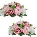 7 x NUPTIO Flower Ball Arrangement Bouquet - 2 Pcs 9.5 inch Diameter Dusty Rose Fake Flowers Roses Balls for Centerpieces Tables - Artificial Rose Arrangements for Wedding Centerpiece Table Decorations