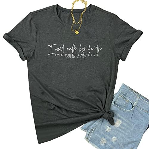 BLACKOO Women Graphic T-Shirts Cute Tees Casual Clothes Dark Grey XX-Large