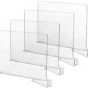 CY craft Acrylic Shelf Dividers for Closets, Wood Shelf Dividers, 4 PCS Clear Shelf Separators, Perfect for Clothes Organizer and Bedroom Kitchen Cabinets Shelf Storage and Organization