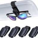 Veharvim Sunglass Holder for Car (One-Handed-Operation, Gentle & Secure Hold, Silicone Padded, Universal Fit, Metal Clip) Visor Sunglass Holder Clip,Visor Sunglass Holder Car (Black, 4 Pack)