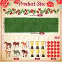 R HORSE Derby Horse Party Centerpiece - 44Pcs Derby Party Decorations for Table with Artificial Grass Table Runner Roses Garland Horseshoe Mini Horses and Trophy for Horse Racing Supplies Table Decor