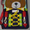 Backpack - Montessori Sensory Travel Bag Toys for Toddlers, Learning Activities, Develop Fine Motor Basic Life Skills with Pop Tubes (Blue), Medium