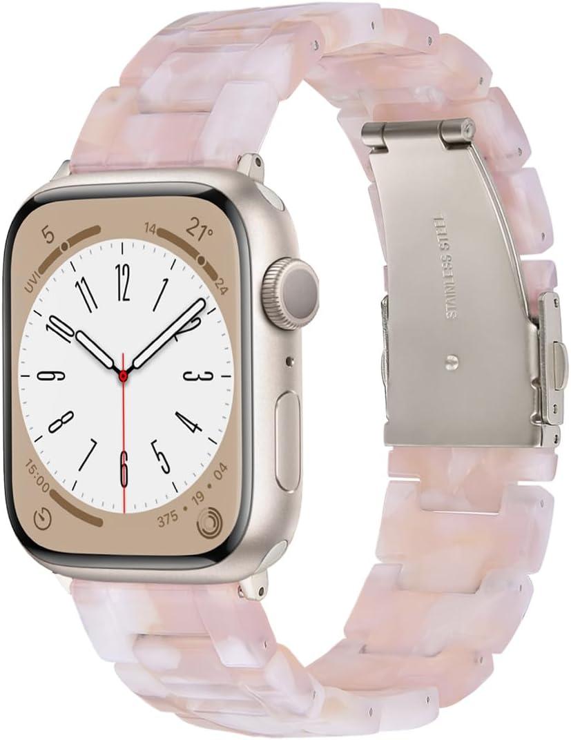 CRIS-BAND Compatible with Resin Apple Watch Bands Series 7/8/9/10/11 46mm 45mm 44mm 42mm for Women, Fancy Strap for iWatch Ultra 3/2 49mm Series 6/5/4/3/2/1/SE3 Slim Light Bracelet Wristband (Pink-Floral) CRIS-BAND Compatible with Resin Apple Watch Bands Series 7/8/9/10/11 46mm 45mm 44mm 42mm for Women, Fancy Strap for iWatch Ultra 3/2 49mm Series 6/5/4/3/2/1/SE3 Slim Light Bracelet Wristband (Pink-Floral)