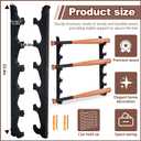 MorningRo 2 Pcs Baseball Bat Wall Mount Display Wood Bat Rack with Holders Horizontal Baseball Bats Holder with Hidden Holes Screws Anchor for Hockey Stick Memorabilia Collectible(Six,Black), 28 inches, 24 ounces