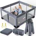 Foldable Baby Playpen with Mat, Extra Large Playpen for Babies and Toddlers with Gate, Portable Baby Yard, Indoor & Outdoor Play Area 71"x59"