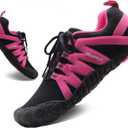 Weweya Barefoot Shoes for Women Minimalist Running Cross Training Shoe (7, Black Hot Pink)