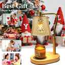 Candle Warmer Lamp with Timer Dimmable, Adjustable Wavy Amber Lamp Candle Warmer for Scented Candles, Housewarming Gift for Spring Home Decor, Women Mom Birthday Gifts with Charming Box & 2 Bulbs