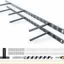 2pcs Floating Shelf Bracket Heavy Duty,Decorative Floating Shelf Hardware Hidden Black Metal Fireplace Mantel Brackets (34"X8"X1.0" with Tools)