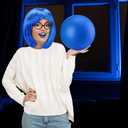 Halloween Cosplay Costume Include Blue Bob Wig Black Glasses Blue Face Paint and Ball Short Bob Wig for Women Royal Hair with Bangs Cosplay for Halloween Costume