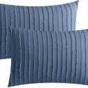 JELLYMONI Pillowcases King Size Blue 2 Pack Boho Striped Bed Pillow Covers 20x36in Microfiber Envelope Pillow Shams Tufted Bohemian Textured (Pillows are not Included)