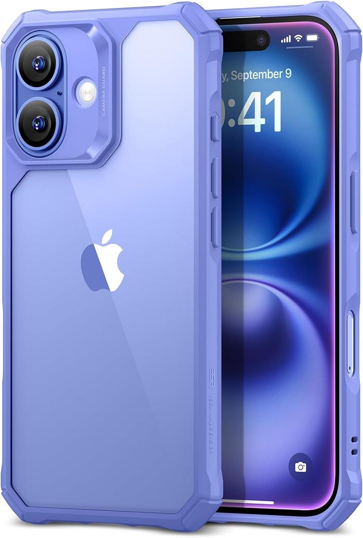 ESR for iPhone 16 Case, Military-Grade Protection with Shock-Absorbing Corners, Scratch-Resistant and Anti-Yellowing Acrylic Back, Slim Protective Phone Case, Air-Armor Series, New Clear Blue