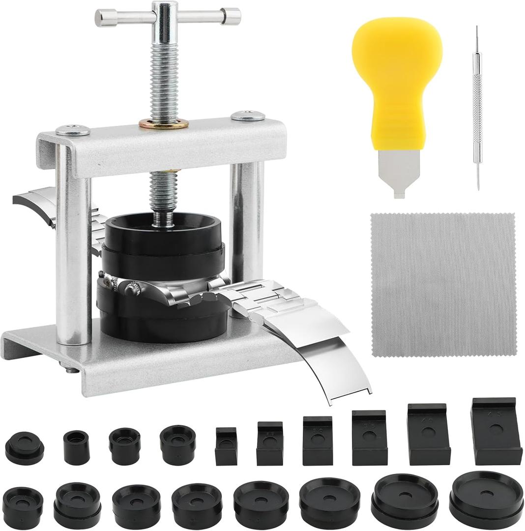 21-Piece Watch Press Tool Set  Watch Repair, Open/Close Backs, Fits 16-50mm Round Dials | Easy to Use for Battery Replacement & Back Closing  for DIY & Pros