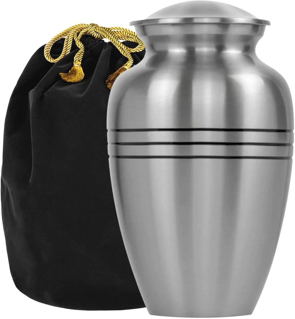 Trupoint Memorials Cremation Urns for Human Ashes, Pewter Decorative Burial Urn for Adult Men & Women, Large Silver Trupoint Memorials Cremation Urns for Human Ashes, Pewter Decorative Burial Urn for Adult Men & Women, Large Silver