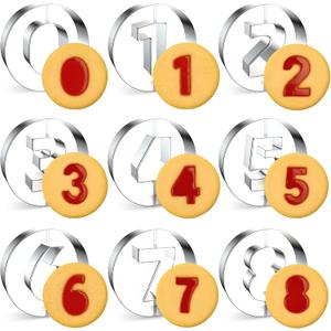 10PCS Number Cookie Cutters Set, Birthday Numbers 0-8(6 Reverses to 9) and A Round, Stainless Steel Cookie Cutters for Baking, Number Shaped Baking Tool for Homemaking Biscuits, Cookie, Dough