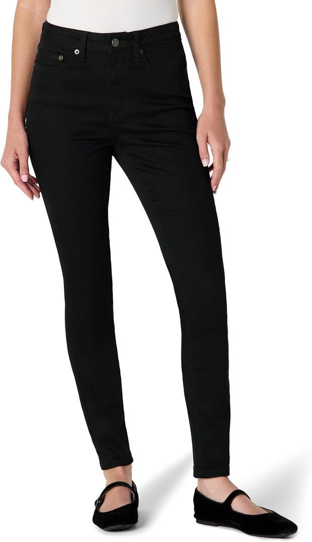 Amazon Essentials Women's Women's High Stretch High-Rise Skinny Jean (4, Black)