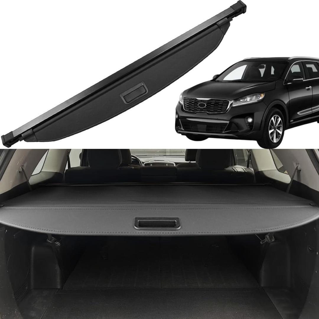 Cargo Cover for Kia Sorento 2016-2020 - Rear Trunk Security Shielding Shade - Black