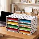 2 Pcs White with Black Polka Dots 10 Slots Construction Paper Storage Cardboard Literature Organizer Back to School Classroom Paper Storage Desktop Mailbox File Sorter for Teacher Student Office Home